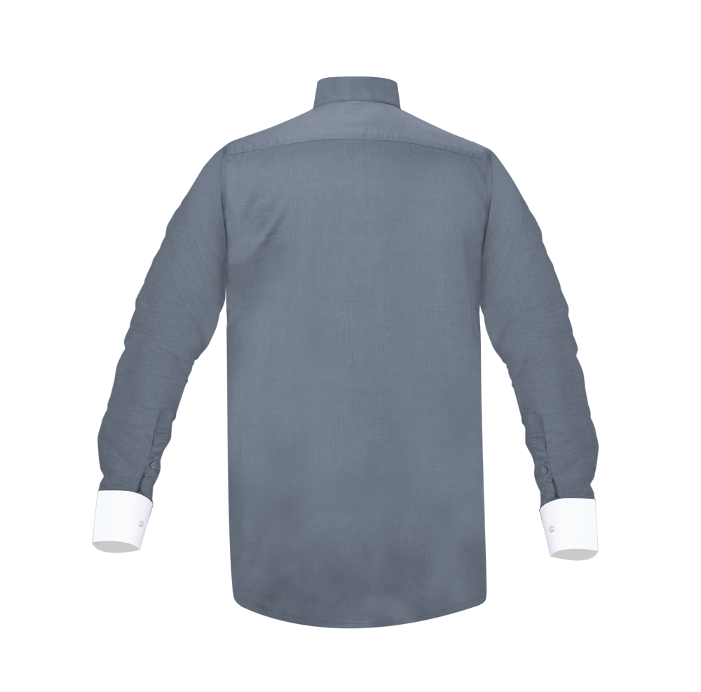 Grey Long-Sleeve Tab Collar Clergy Shirt- Hidden button placket