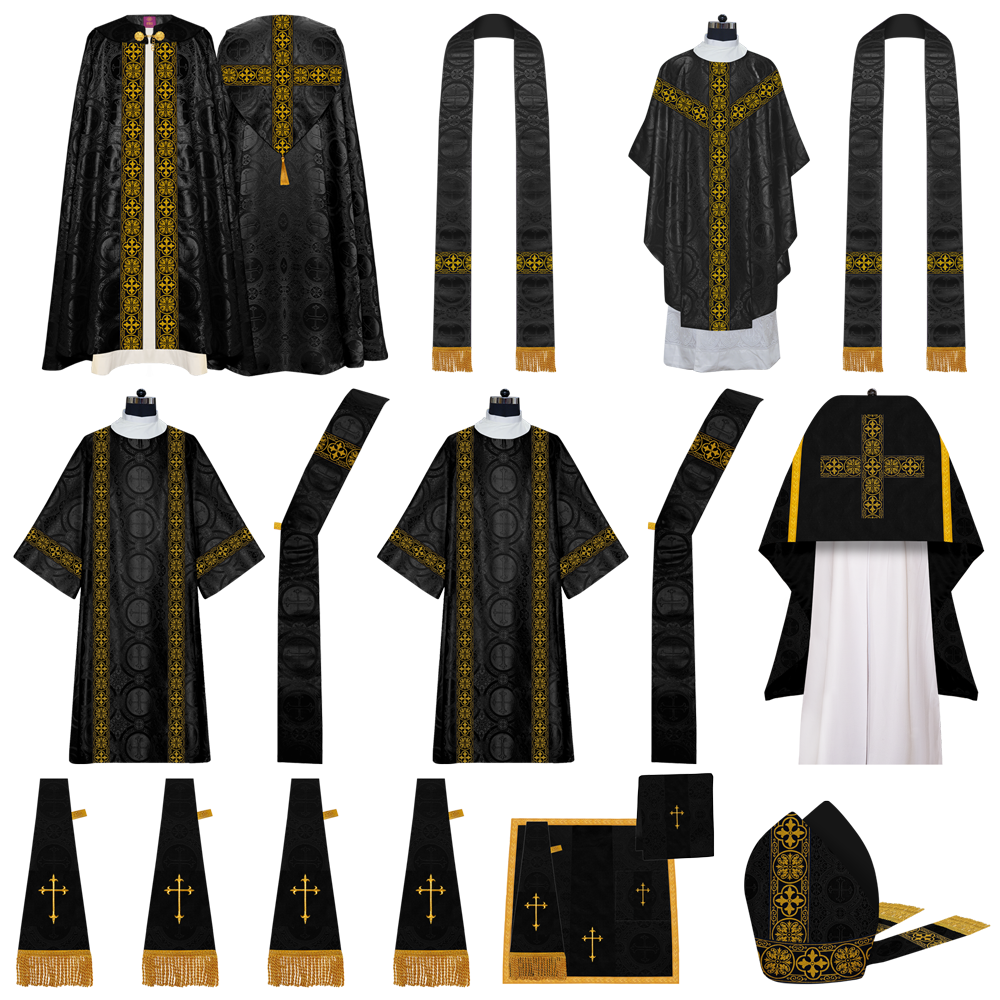 Gothic Highline Mass set Vestments with Adorned Woven Braids