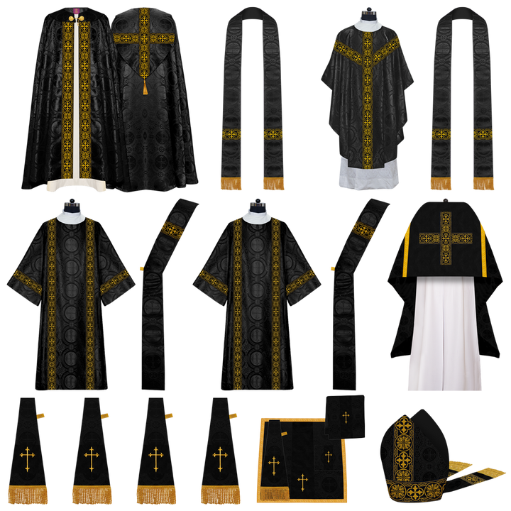 Gothic Highline Mass set Vestments with Adorned Woven Braids