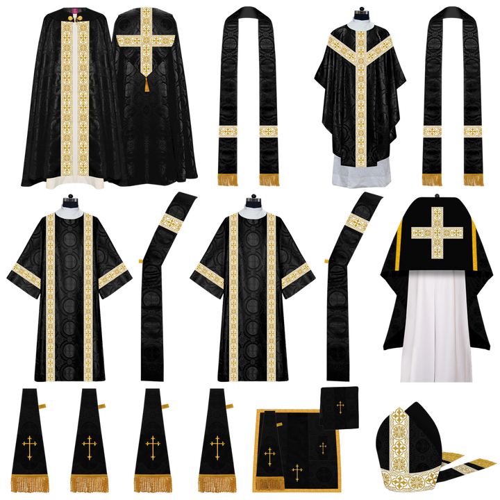 Gothic Highline Mass Set Vestments with Ornamental Braided Orphrey