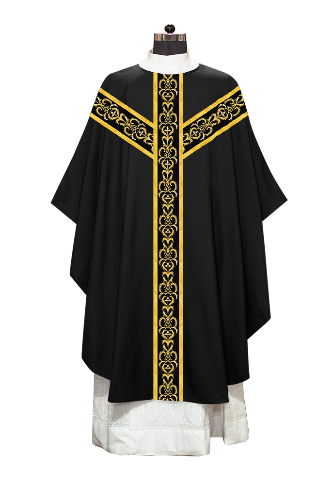 Gothic Chasuble Vestment with Braid Embroidery