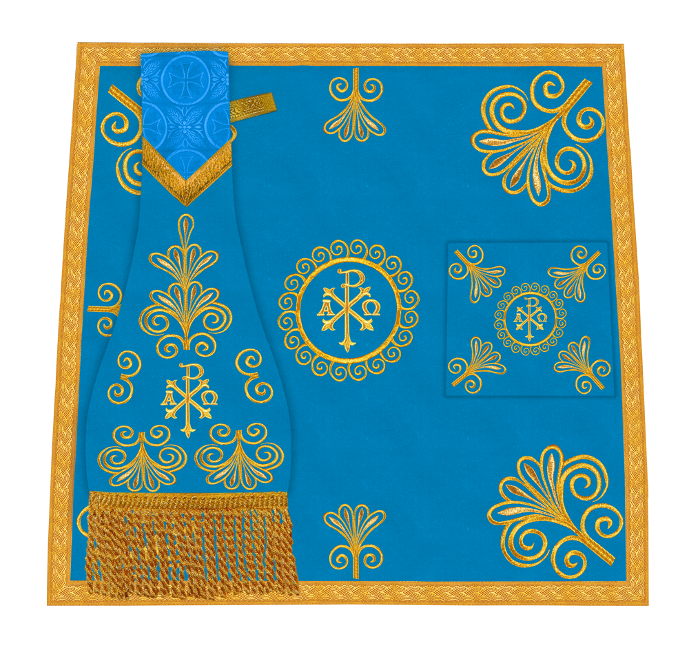 Traditional Altar Cloth Adorned with Embroidered Trims and Motif