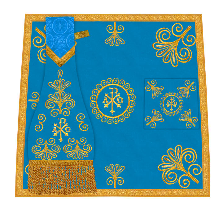 Traditional Altar Cloth Adorned with Embroidered Trims and Motif