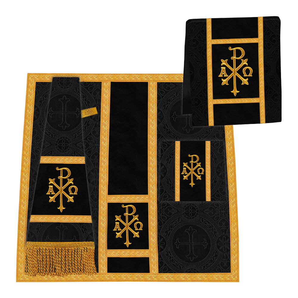 Gothic Cope Vestment with Cross type Braided Trims and motif