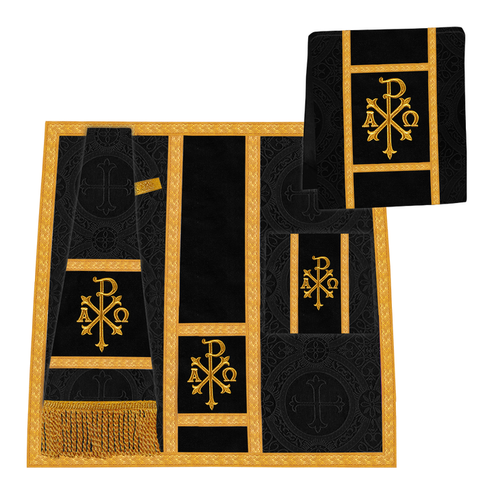 Gothic Cope Vestment with Cross type Braided Trims and motif