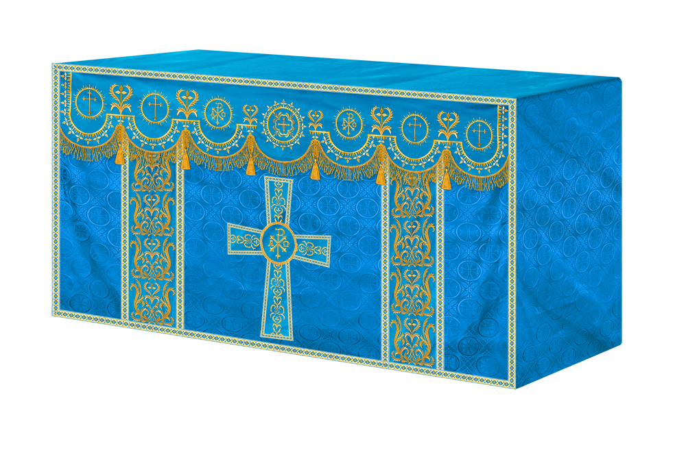 Embroidered Altar Frontal with Ornate Orphrey & Cross Design