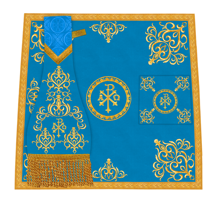 Embroidered Altar Cloth with Spiritual Motif and Braided Trims