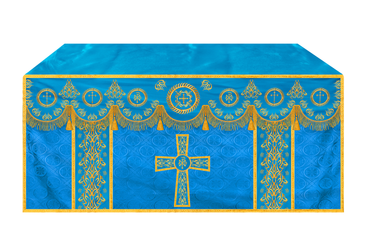 Liturgical Altar Table Cloth with Elegant Embroidery Trims