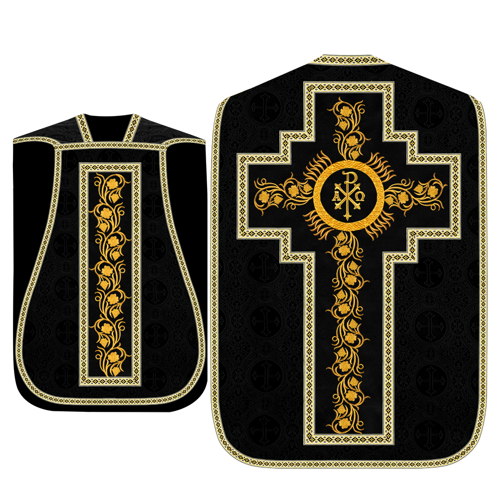 Roman Chasuble Vestment With Grapes Embroidery and Trims