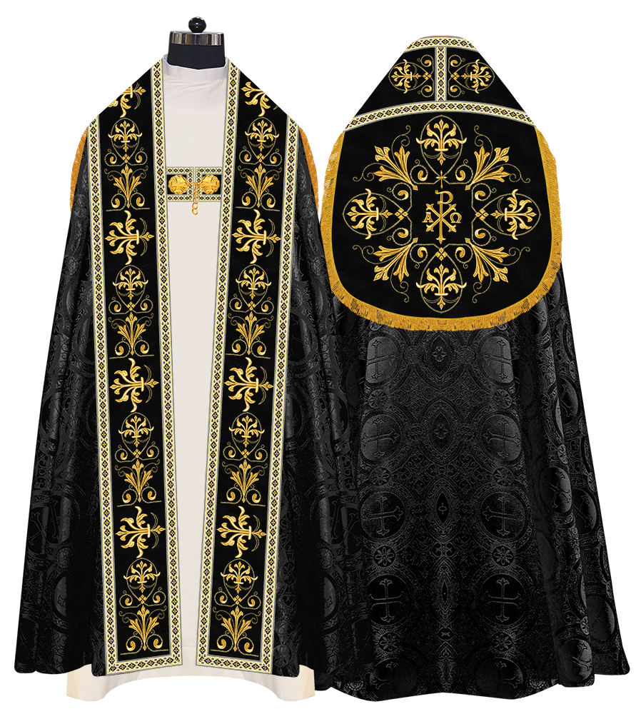 Embroidered Roman Cope Vestment with Braided Trims