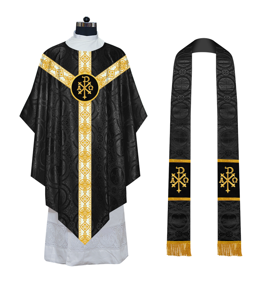 Traditional Pugin Style Chasuble Adorned with White Braids