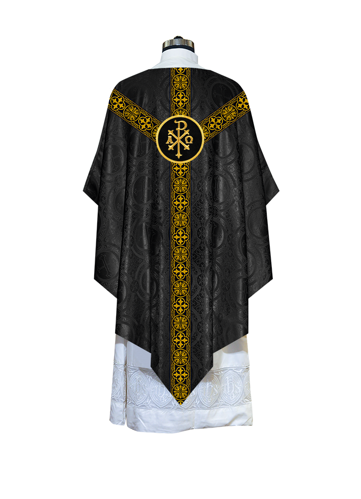 Liturgical Pugin Chasuble with Woven Designer Braided Orphrey