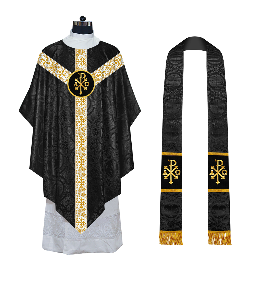 Traditional Pugin Style Chasuble Adorned with White Braids