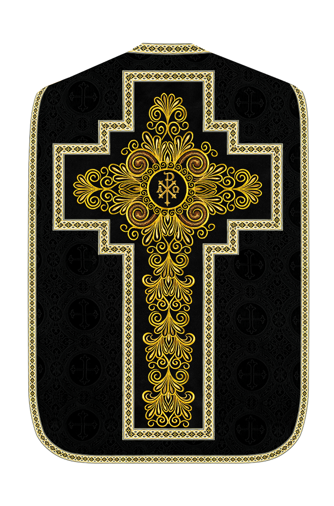 Roman Chasuble Vestment enriched With Coloured Braids and Trims