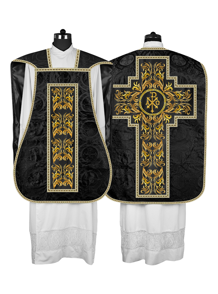 Roman Chasuble Vestment With Woven Braids and Trims