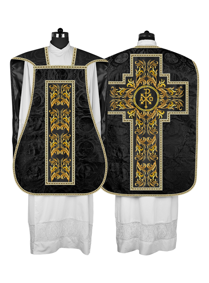 Roman Chasuble Vestment With Woven Braids and Trims