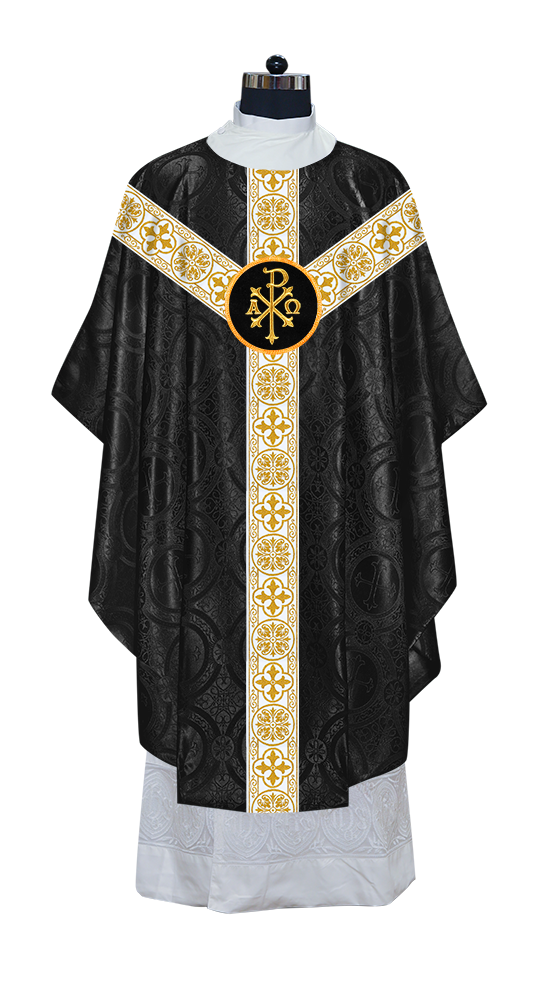 Gothic Chasuble Vestment with Motif and White Orphrey