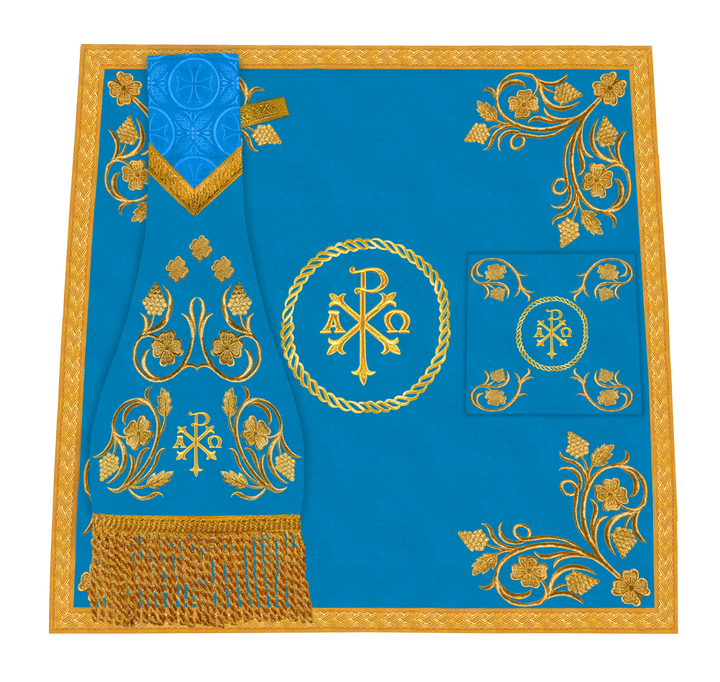 Embroidered Catholic Altar Cloth with Golden Braids
