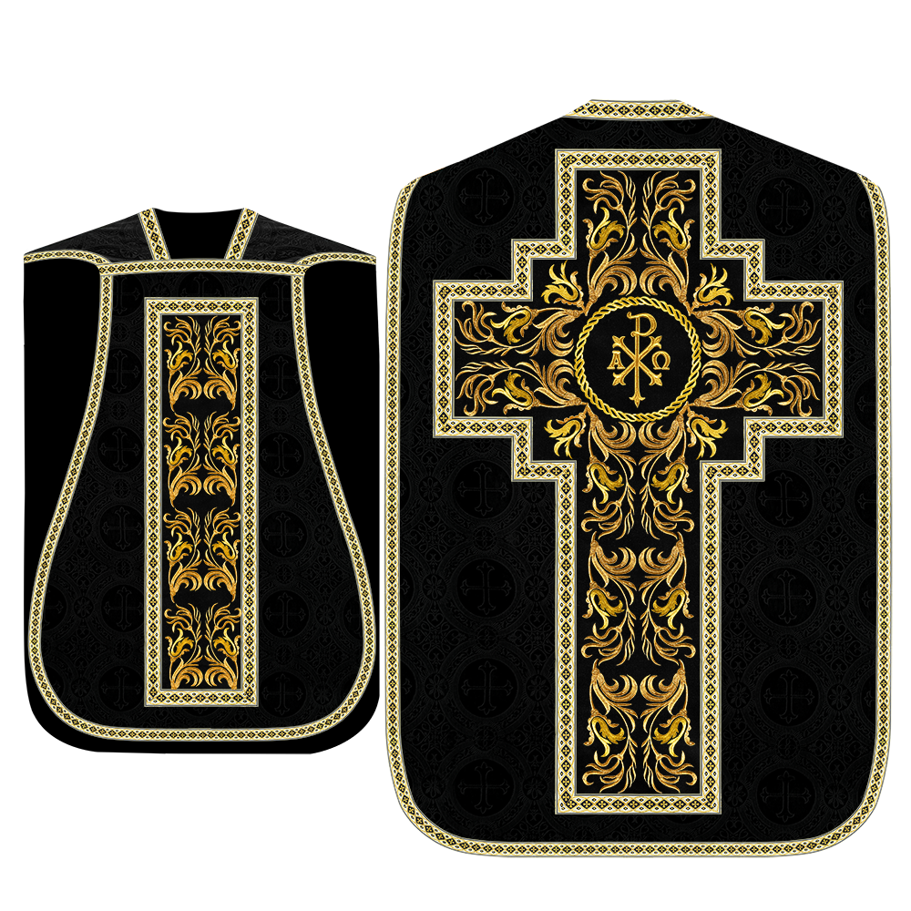 Roman Chasuble Vestment With Woven Braids and Trims