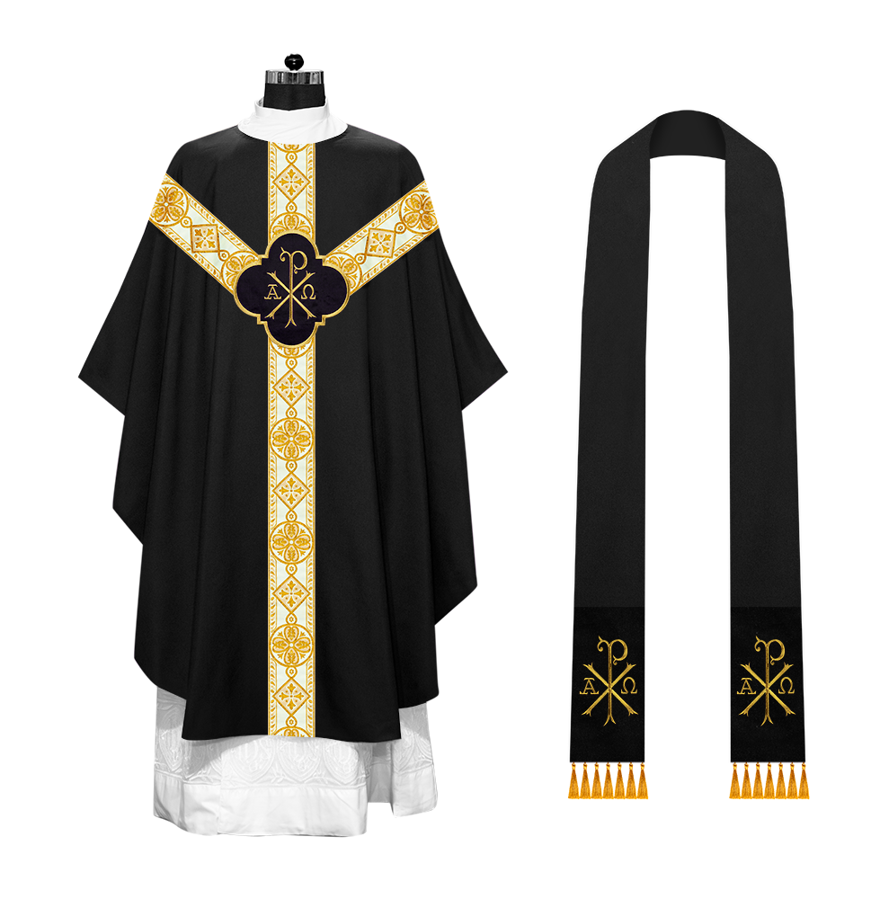 Gothic Chasuble Vestment with Motif and Trims