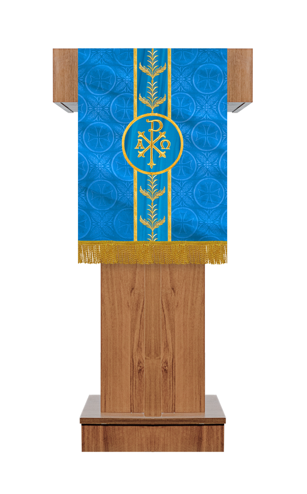 Altar Table Cloth with Fine Embroidered Trims & Spiritual Motifs