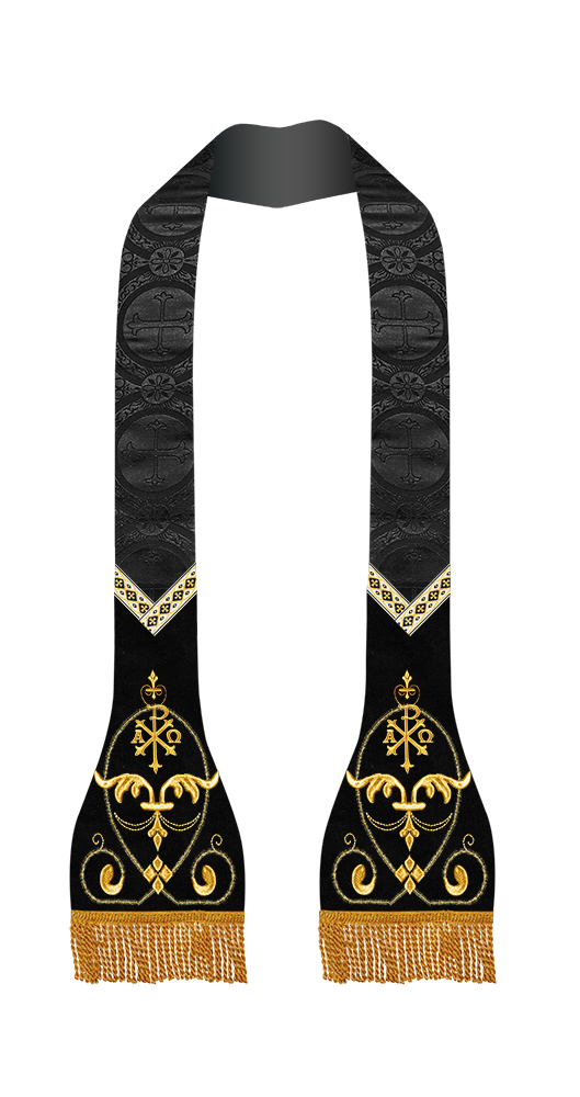 Liturgical Roman stole with Embroidered Trims