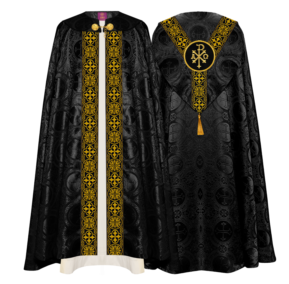 Gothic Cope Vestment with Y Type Braided Trims and Motifs