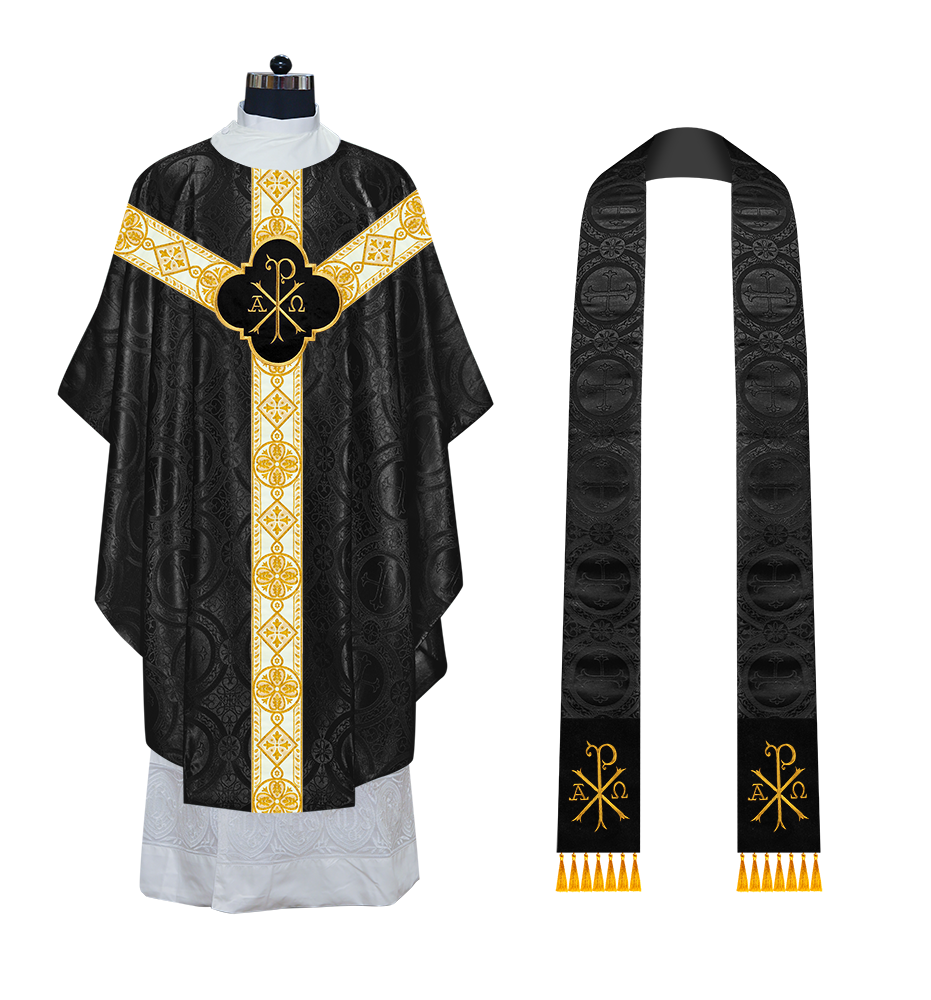 Gothic Chasuble Vestment with Motif and Trims