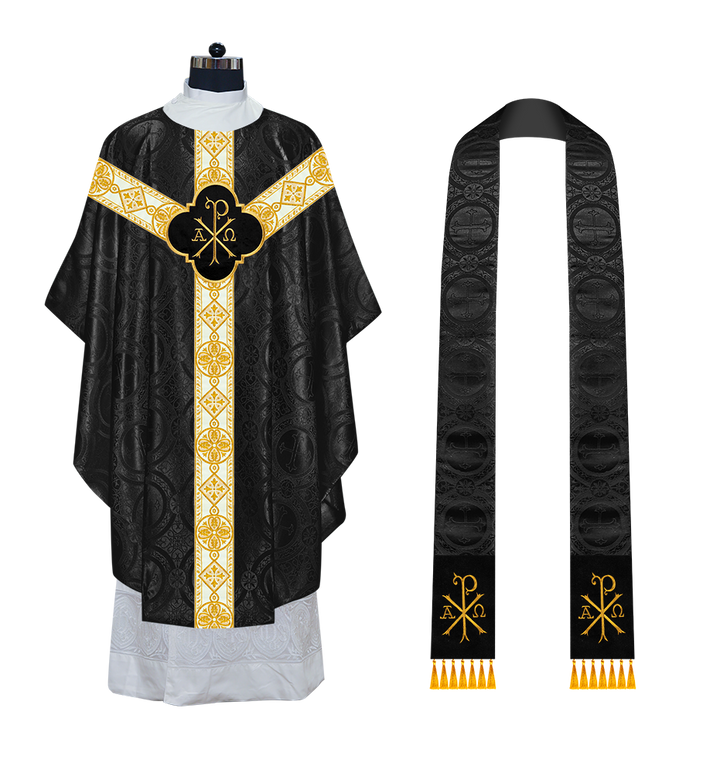 Gothic Chasuble Vestment with Motif and Trims