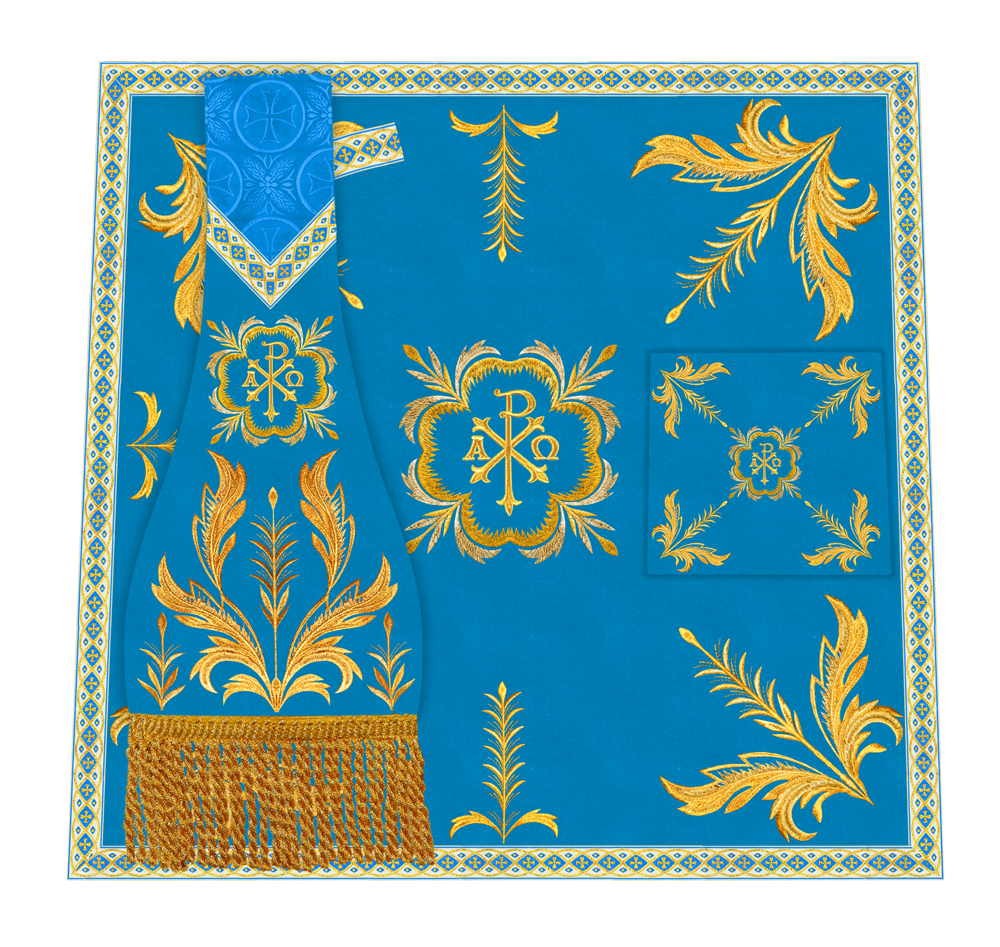 Altar Table Cloth with Fine Embroidered Trims & Spiritual Motifs