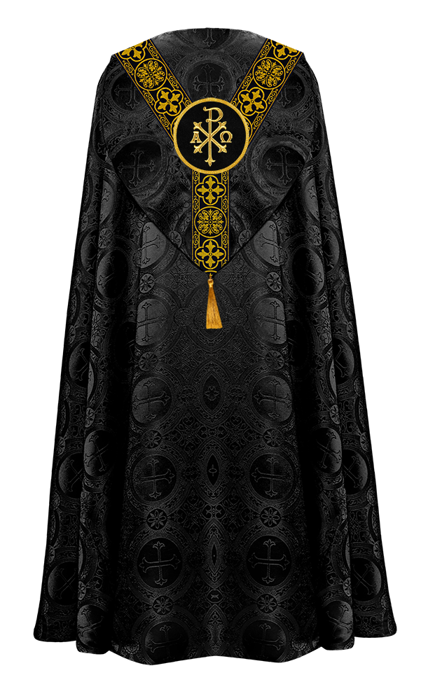 Gothic Cope Vestment with Y Type Braided Trims and Motifs