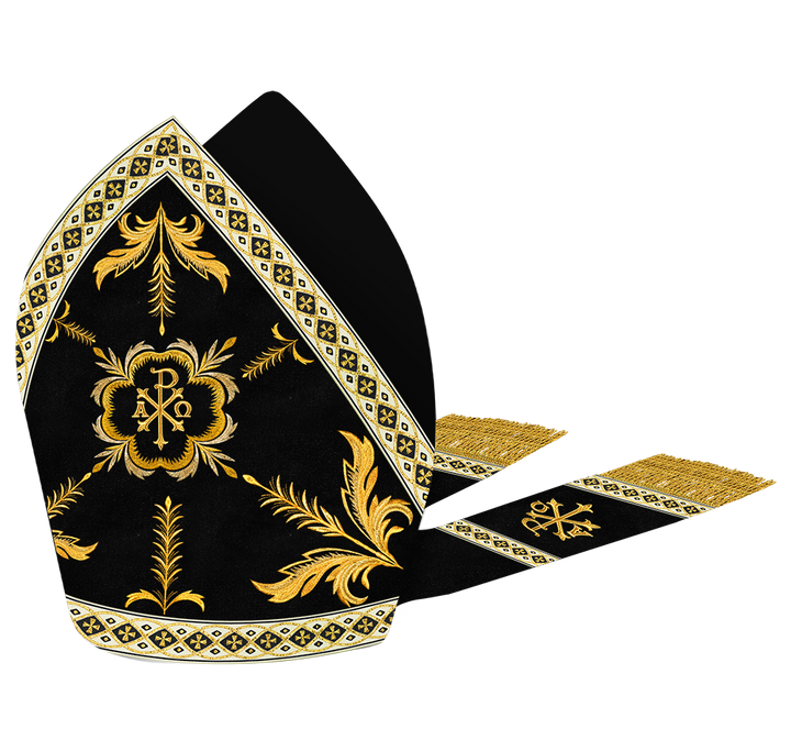 Mitre with Adorned Embroidery Motif and Trims