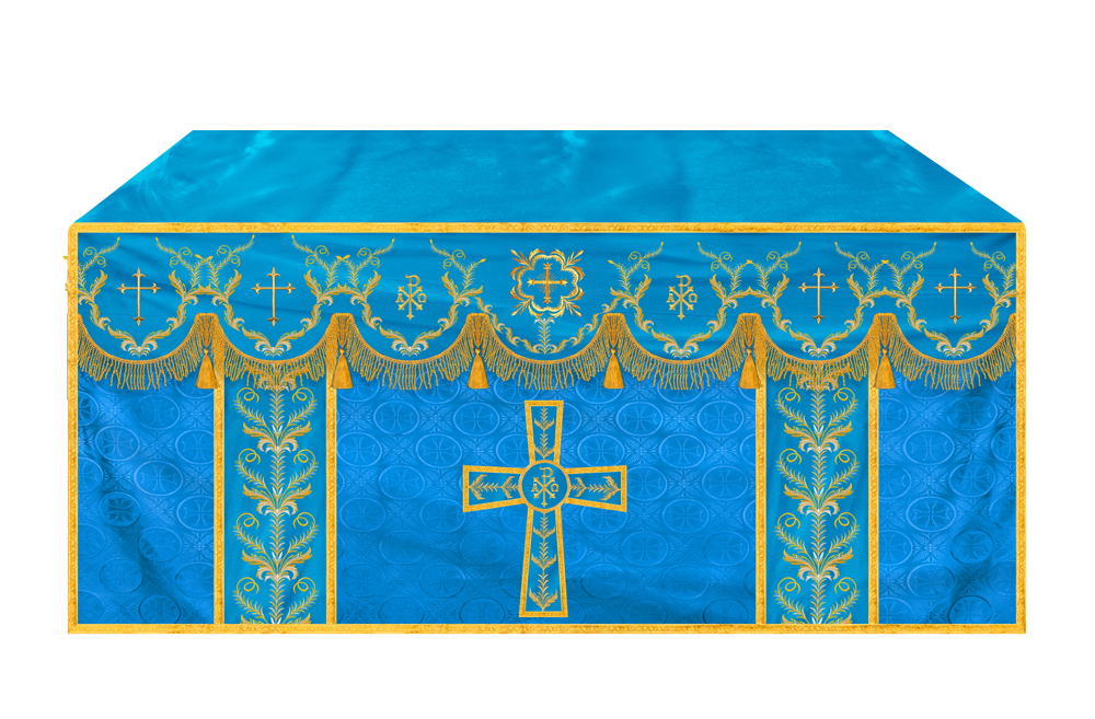 Handcrafted Church Altar Cloth with Detailed Embroidered Trims
