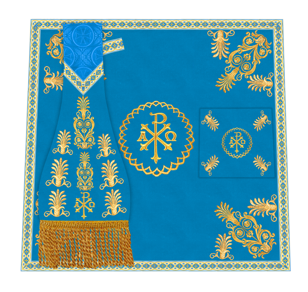 Traditional Altar Cloth with Embroidered Cross & Braided Trims