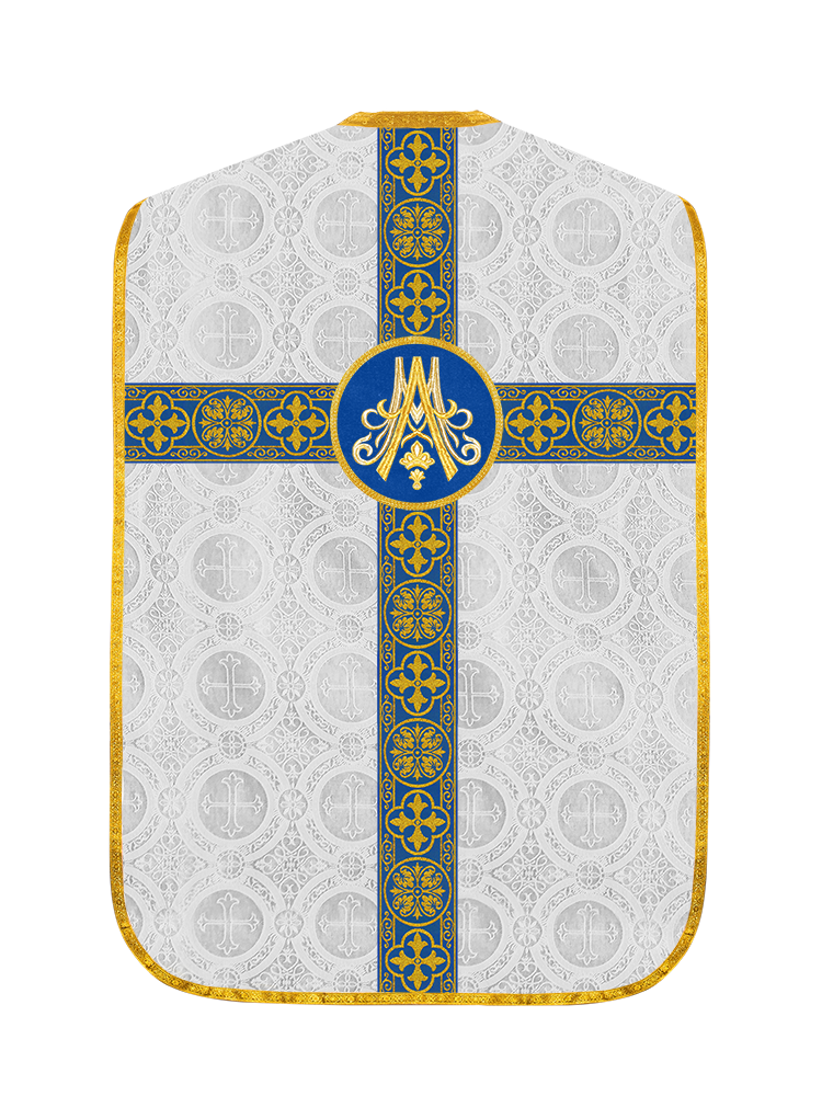 Marian Roman Chasuble with Woven Braided Trims