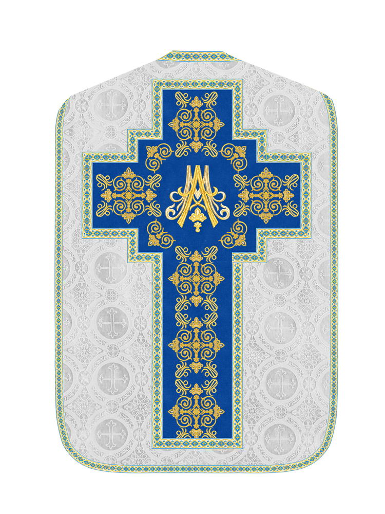 Marian Roman Chasuble Vestment with Trims