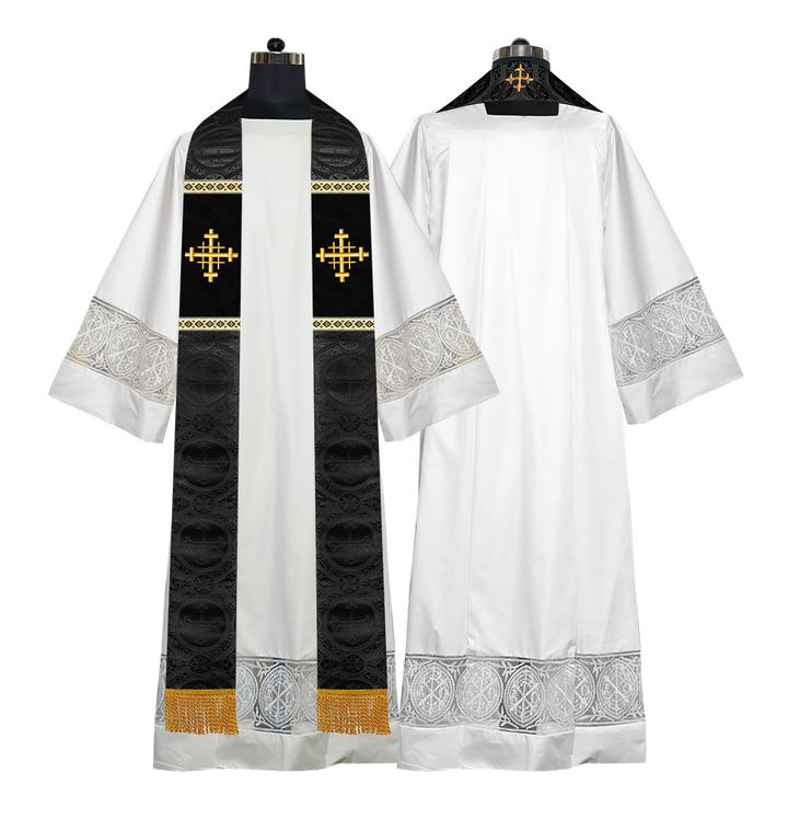 Liturgical Stole with Embroidered Motif and Trims