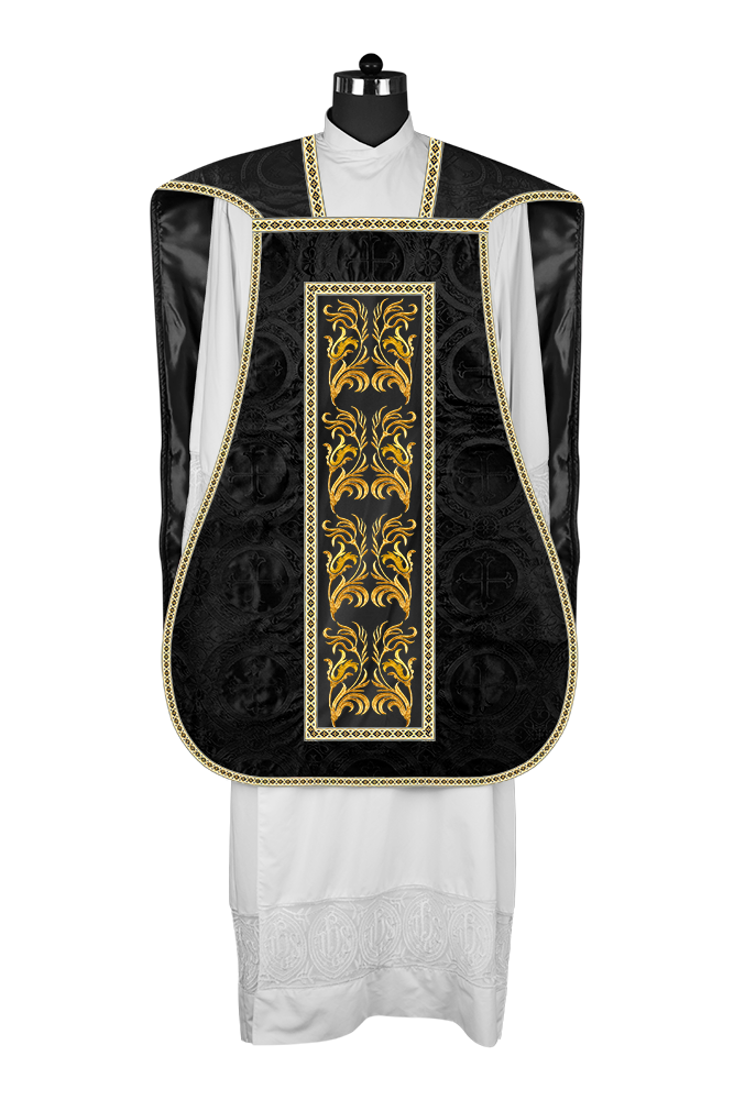 Roman Chasuble Vestment With Woven Braids and Trims