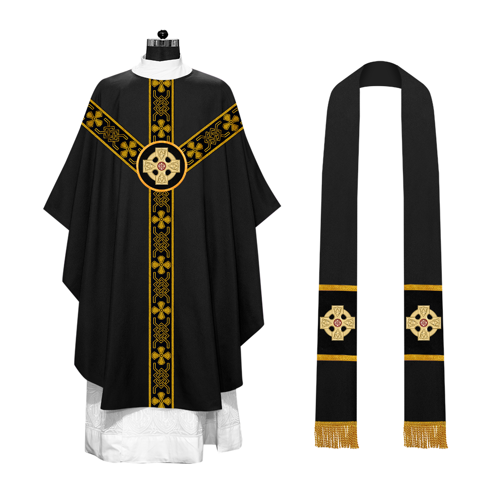 Gothic Chasuble adorned with lace and CEEC Motif