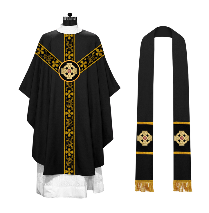 Gothic Chasuble adorned with lace and CEEC Motif