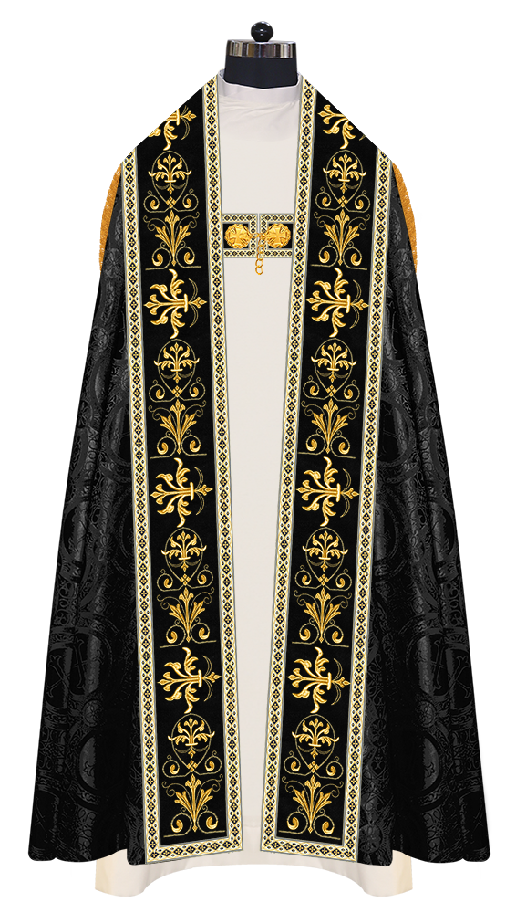 Embroidered Roman Cope Vestment with Braided Trims