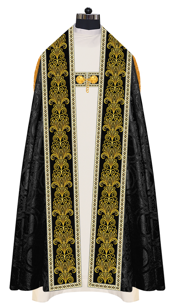 Roman Cope Vestment with Spiritual Motif and Adorned Embroidery