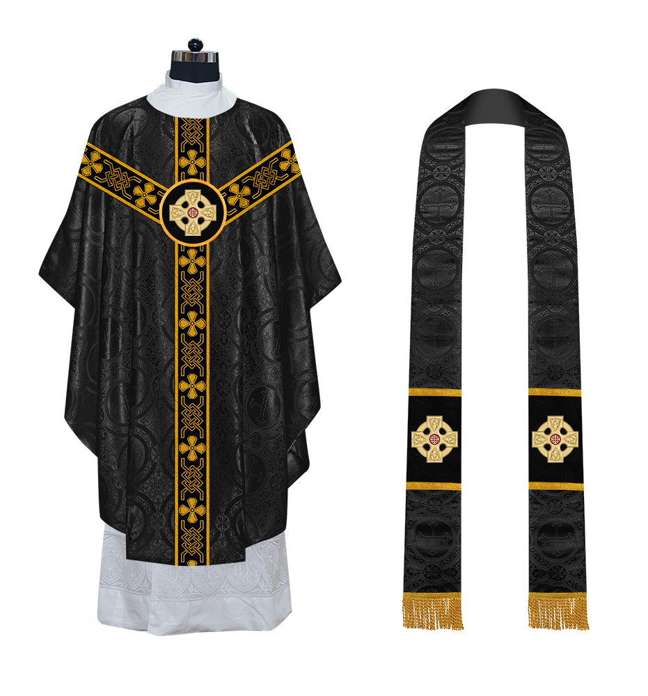 Gothic Chasuble adorned with lace and CEEC Motif