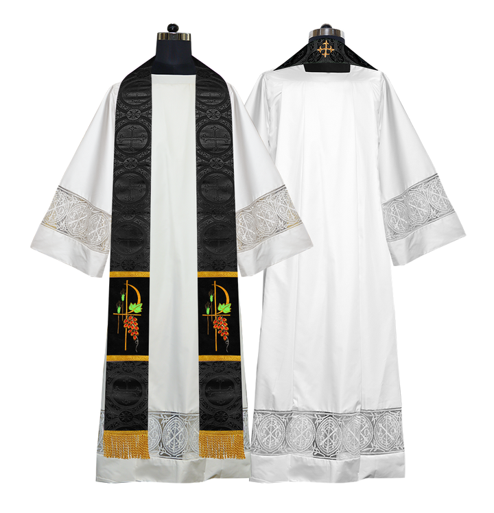 PAX with Grapes Embroidered Priest Stole