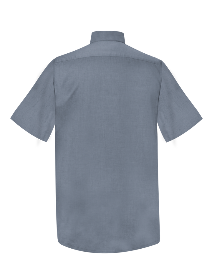 Grey Short Sleeve Tab Collar Clergy Shirt - Hidden Button Placket