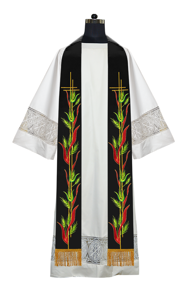 Stole with Adorned Cross Embroidery