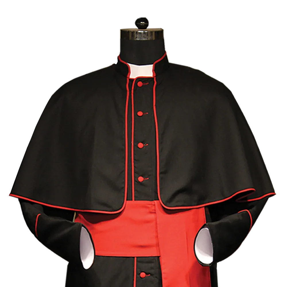 Clearance Sale - Black Single Breasted Cassock with Red Trims
