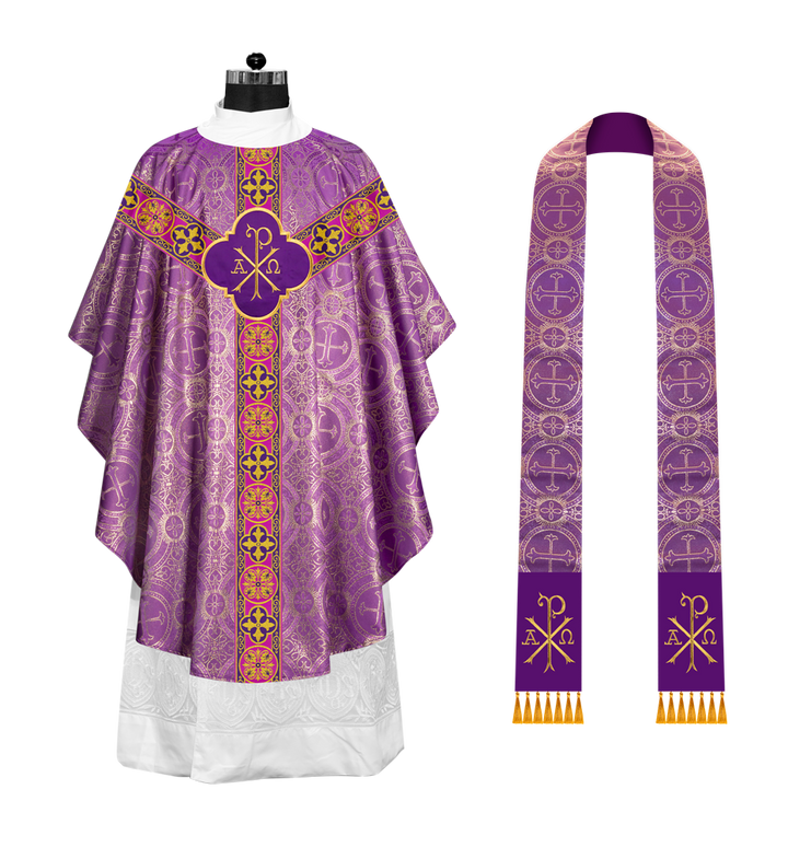 Gothic Chasuble Vestments with Braided Orphrey