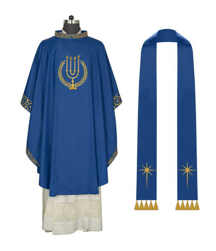 Advent chasuble with candle embroidery