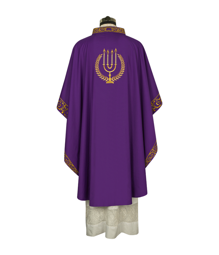 Advent chasuble with candle embroidery